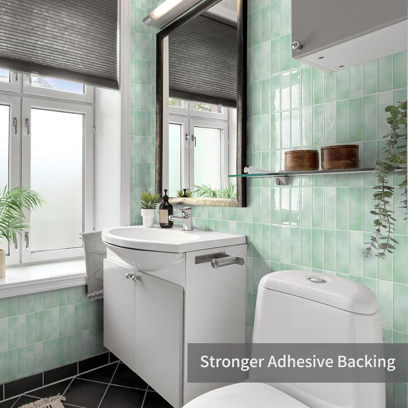MOONFUN 10 Sheet Peel and Stick Subway Kitchen Backsplash Tiles,3D Rectangle Waterproof Self-Adhesive Wall Tile Stick on Backsplash for Kitchen,Bathroom and Fireplace(Light Green,12"×12") - Image 4